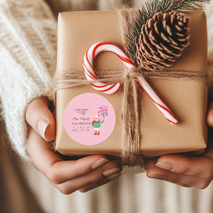 Baby's eerste kerstmis - Cute lammetje kunst op ro Ronde Sticker