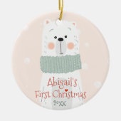 Baby's eerste Kerstmis - Cute Polar Beer Keramisch Ornament (Voorkant)