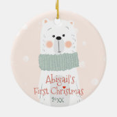 Baby's eerste Kerstmis - Cute Polar Beer Keramisch Ornament (Achterkant)