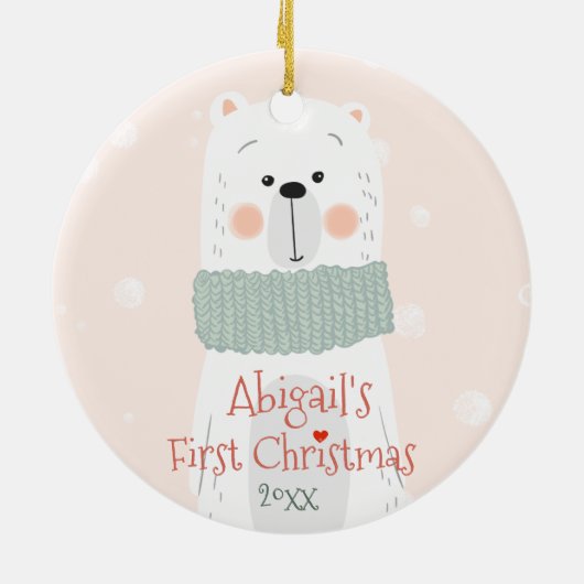 Baby's eerste Kerstmis - Cute Polar Beer Keramisch Ornament (Achterkant)