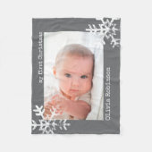 Baby's eerste kerstmis donkergrijze fotosvlokken fleece deken (Voorkant)