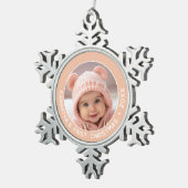 Baby's Eerste Kerstmis - Eenvoudig Koraal Meisje Tin Sneeuwvlok Ornament (Rechts)