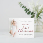 Baby's Eerste Kerstmis Eenvoudige 1 Foto Feestdagenkaart (Staand voorkant)
