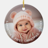 Baby's Eerste Kerstmis - Eenvoudige foto gebogen t Keramisch Ornament (Achterkant)