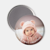 Baby's Eerste Kerstmis - Eenvoudige foto gebogen t Magneet (Voorkant / Achterkant)