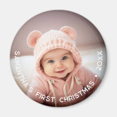 Baby's Eerste Kerstmis - Eenvoudige foto gebogen t Magneet (Voorkant)