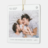 Baby's Eerste Kerstmis eenvoudige minimale familie Keramisch Ornament (Links)