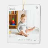 Baby's Eerste Kerstmis eenvoudige moderne foto Keramisch Ornament (Links)