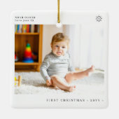 Baby's Eerste Kerstmis eenvoudige moderne foto Keramisch Ornament (Achterkant)
