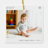 Baby's Eerste Kerstmis eenvoudige moderne foto Keramisch Ornament (Voorkant)