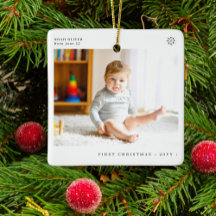Baby's Eerste Kerstmis eenvoudige moderne foto