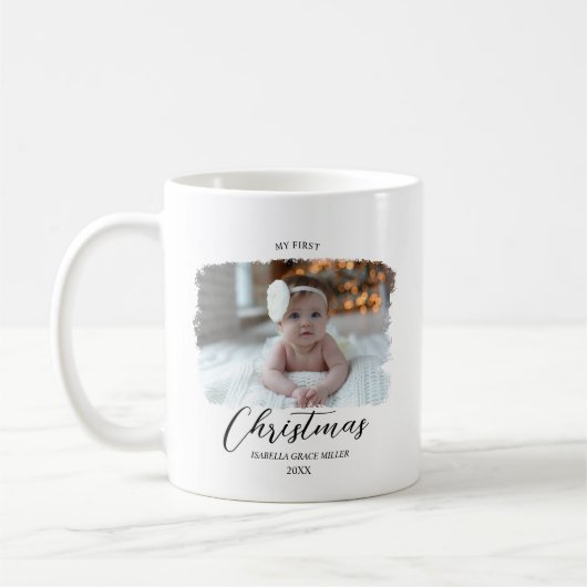 Baby's eerste Kerstmis Elegant Modern Minimaal Koffiemok (Links)