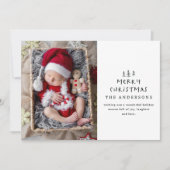 Baby's Eerste Kerstmis Elegante Getrokken Boom Fot Feestdagenkaart (Voorkant)