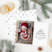 Baby's Eerste Kerstmis Elegante Getrokken Boom Fot Feestdagenkaart