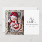 Baby's Eerste Kerstmis Elegante Getrokken Boom Fot Feestdagenkaart (Voorkant)