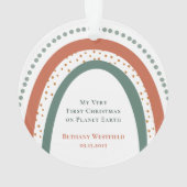 Baby's Eerste Kerstmis Foto Aandenken Ornament (achterkant)
