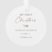 Baby's Eerste Kerstmis Foto Aandenken Ornament (achterkant)