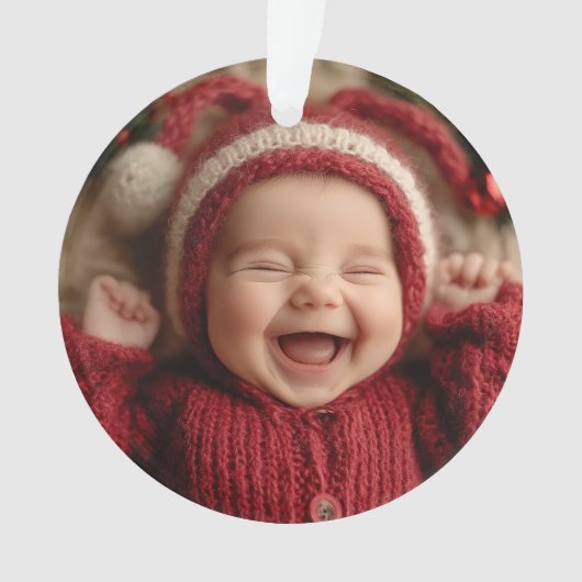 Baby's Eerste Kerstmis Foto Aandenken Ornament (voorkant)