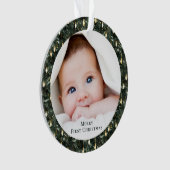 Baby's Eerste Kerstmis Foto Aandenken Ornament (voorkant)