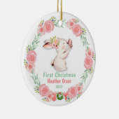 Babys Eerste Kerstmis Foto Bunny gepersonaliseerd Keramisch Ornament (Rechts)