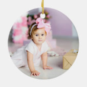 Babys Eerste Kerstmis Foto Bunny gepersonaliseerd Keramisch Ornament (Achterkant)