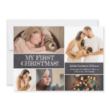 Baby's eerste Kerstmis Foto collage krijtbord