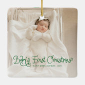 Baby's Eerste Kerstmis Foto Keramisch Ornament (Achterkant)