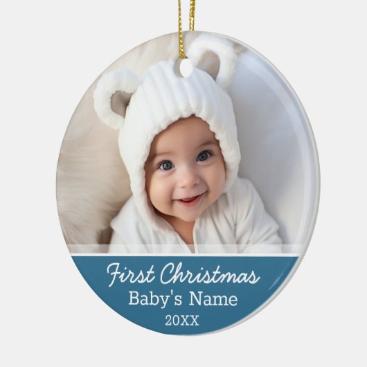 Babys Eerste Kerstmis - Foto Keramisch Ornament (Links)