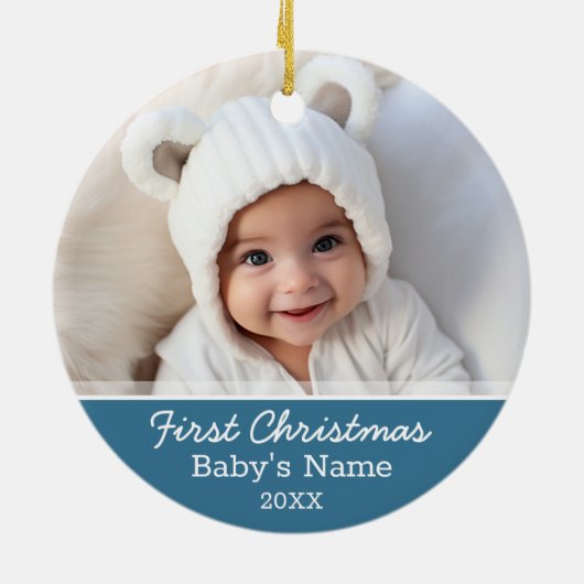 Babys Eerste Kerstmis - Foto Keramisch Ornament (Achterkant)