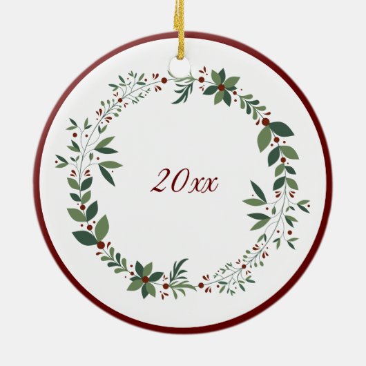 Babys Eerste Kerstmis Foto krans Kerstmis Keramisch Ornament (Achterkant)