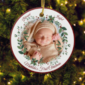 Babys Eerste Kerstmis Foto krans Kerstmis Keramisch Ornament