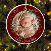 Babys Eerste Kerstmis Foto krans Kerstmis Keramisch Ornament