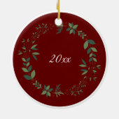 Babys Eerste Kerstmis Foto krans Kerstmis Keramisch Ornament (Achterkant)