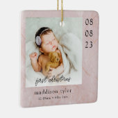 Baby's Eerste Kerstmis Foto Marmer Keramisch Ornament (Rechts)