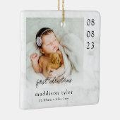 Baby's Eerste Kerstmis Foto Marmer Keramisch Ornament (Rechts)