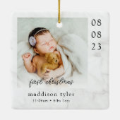Baby's Eerste Kerstmis Foto Marmer Keramisch Ornament (Achterkant)