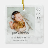 Baby's Eerste Kerstmis Foto Marmer Keramisch Ornament (Voorkant)
