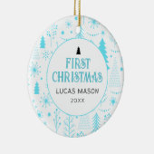 Baby's Eerste Kerstmis Foto Modern Keramisch Ornament (Rechts)