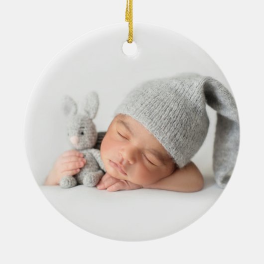 Baby's Eerste Kerstmis Foto Modern Keramisch Ornament (Achterkant)