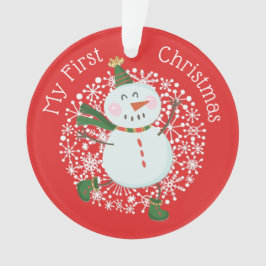 Baby's Eerste Kerstmis Foto Sneeuwman Sneeuwvlokke Ornament