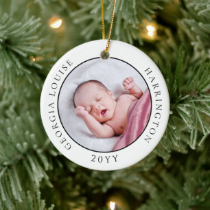 Baby's Eerste Kerstmis Geboorte Statistieken Foto Keramisch Ornament