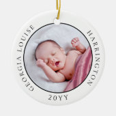 Baby's Eerste Kerstmis Geboorte Statistieken Foto  Keramisch Ornament (Voorkant)