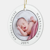 Baby's Eerste Kerstmis Geboorte Statistieken Foto  Keramisch Ornament (Links)