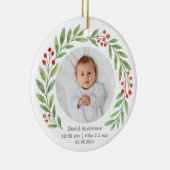 Baby's Eerste Kerstmis Geboorte Statistieken Foto Keramisch Ornament (Rechts)
