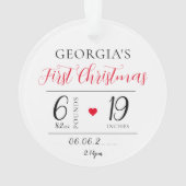 Baby's Eerste Kerstmis Geboorte Statistieken Foto  Ornament (achterkant)