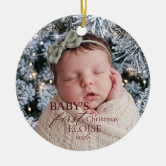 Baby's Eerste Kerstmis Geboorte Stats Aangepaste O Keramisch Ornament