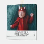 Baby's Eerste Kerstmis Geboorte Stats Aankondiging Keramisch Ornament (Links)