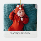 Baby's Eerste Kerstmis Geboorte Stats Aankondiging Keramisch Ornament (Achterkant)