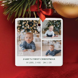 Baby's Eerste Kerstmis Geboorte Stats Fotogalerij Keramisch Ornament