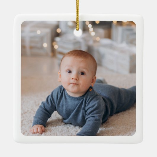 Baby's Eerste Kerstmis Geboorte Stats Fotogalerij Keramisch Ornament (Achterkant)